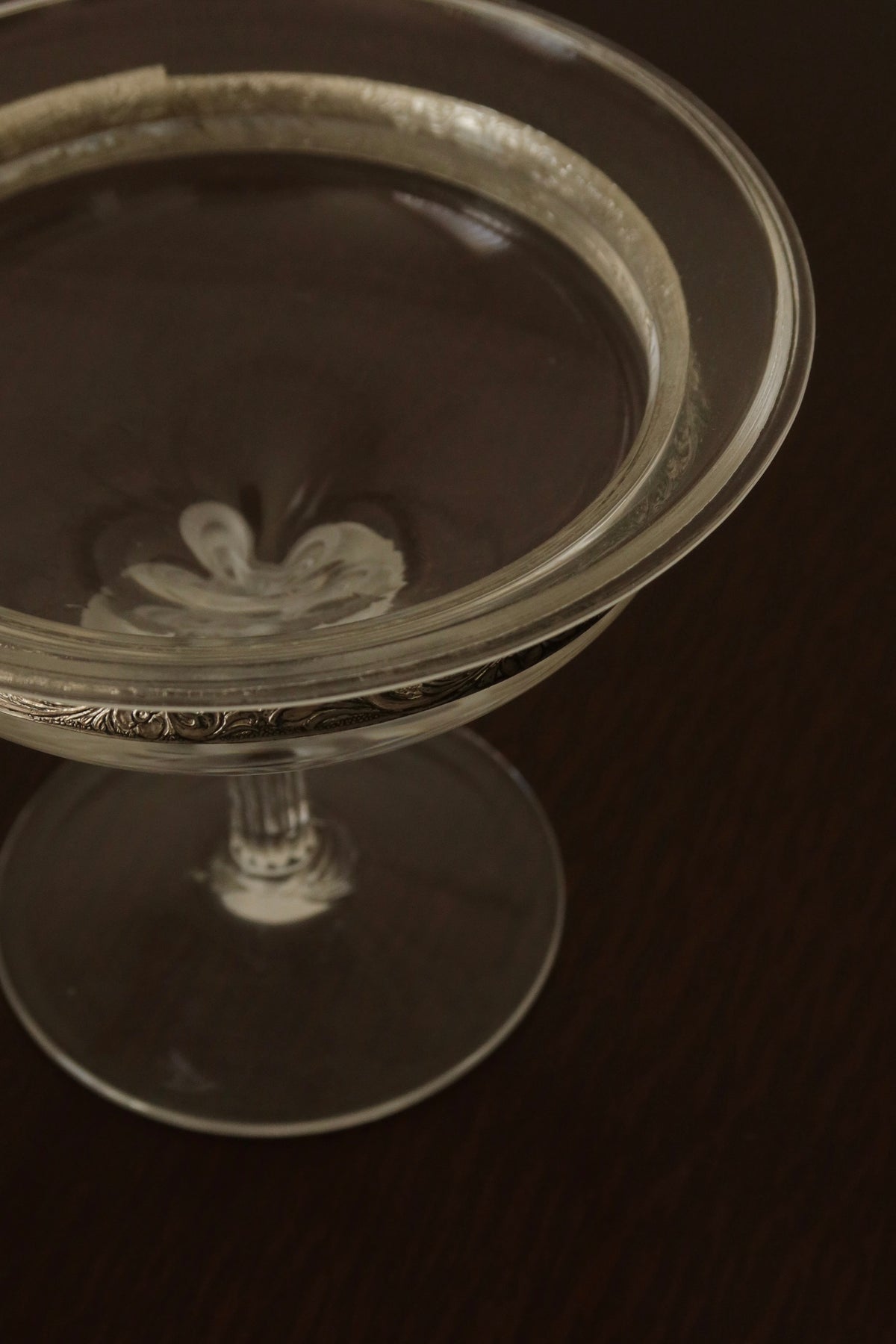 Silver Rim Crystal Coupe Glass